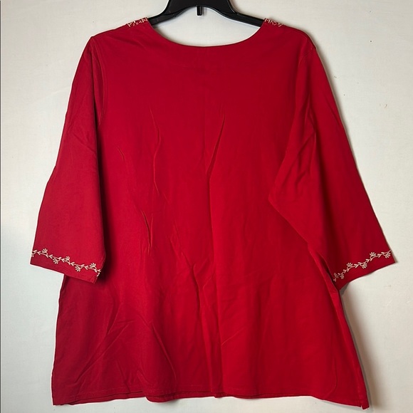 Avenue Women’s Embroidered Top Tunic 3/4 Sleeve 100%Cotton Size 26/28 - Picture 7 of 13